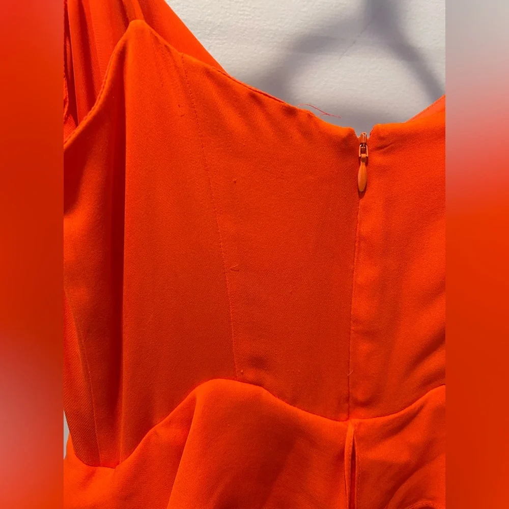 L'agence Silk Orange Ruffle Maxi Dress Size 2 - Picture 8 of 14